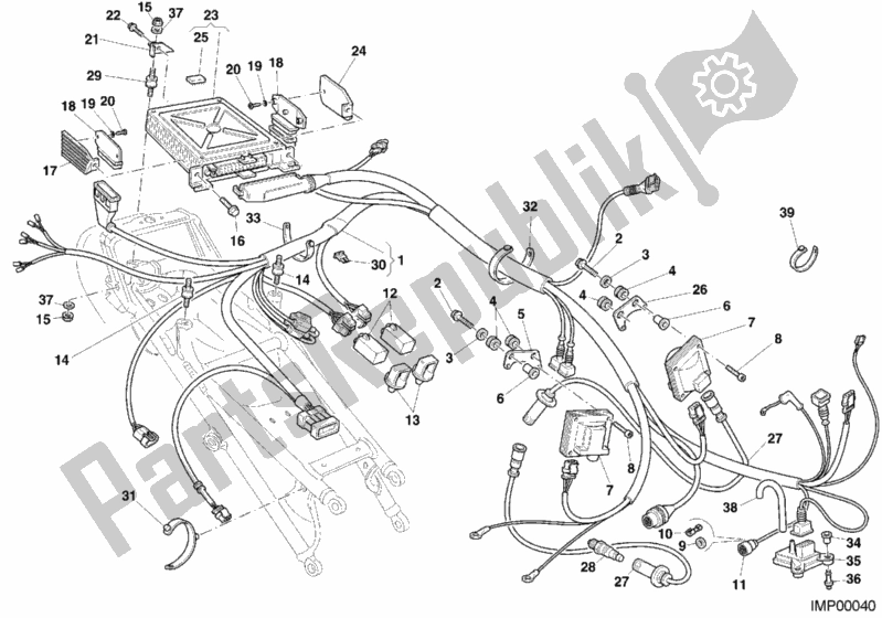 All parts for the Engine Control Unit of the Ducati Superbike 996 SPS III 2000